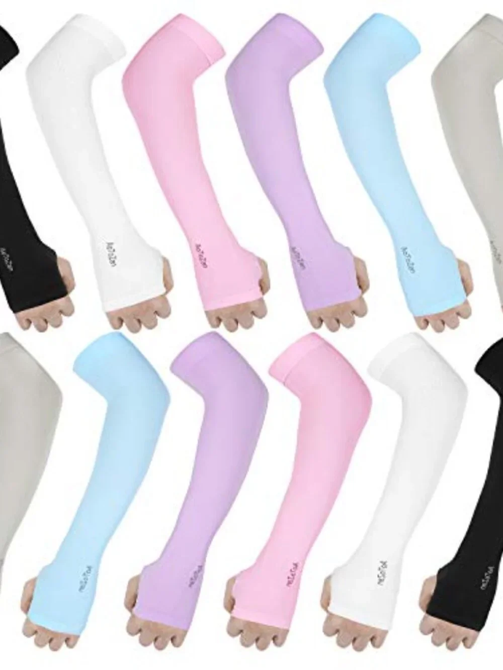 6 Pairs UPF50+ Arm Sleeves with Thumb Hole for Women Men UV Sun Protection